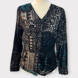 Y2K Mirasol Velvet Burnout Top Witchy Boho Goth Patchwork Ethereal Whimsigoth M